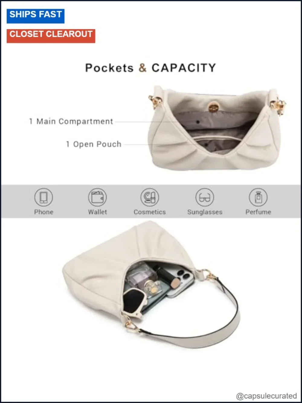 Women's Ruched Hobo Handbag Crossbody Purse with 2 Removable Straps Faux